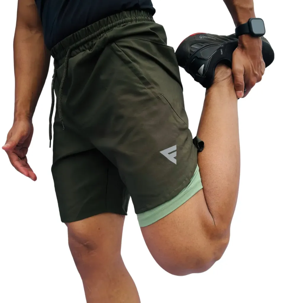 2 in 1 Compression Shorts (M, black)